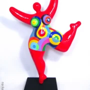red Nana garden figure with geometric pattern! 35 inches Unique piece