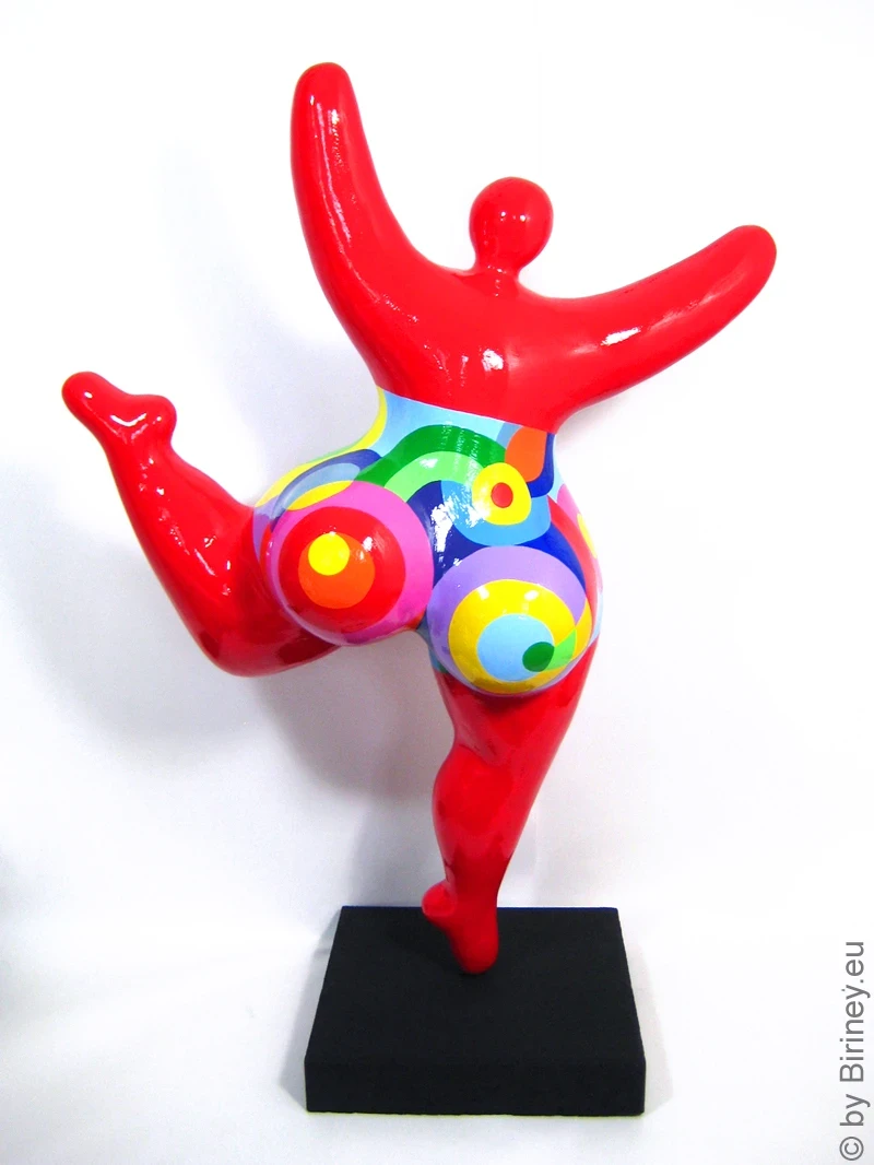 red Nana garden figure with geometric pattern! 35 inches Unique piece