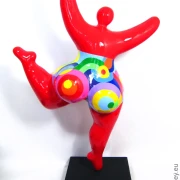 red Nana garden figure with geometric pattern! 35 inches Unique piece