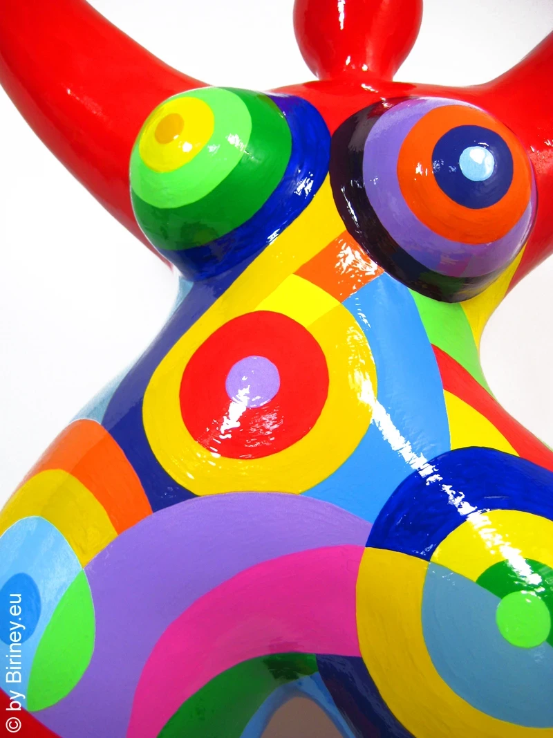 red Nana garden figure with geometric pattern! 35 inches Unique piece