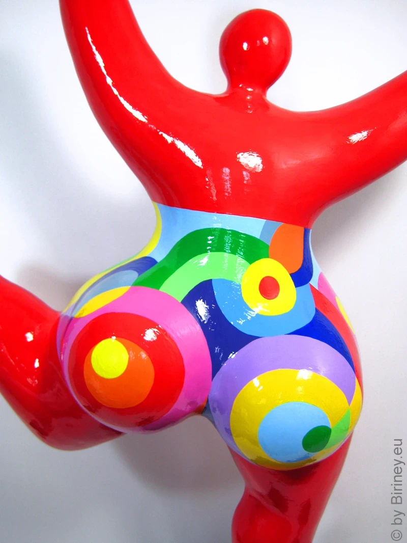 red Nana garden figure with geometric pattern! 35 inches Unique piece