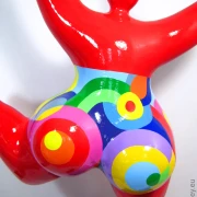 red Nana garden figure with geometric pattern! 35 inches Unique piece