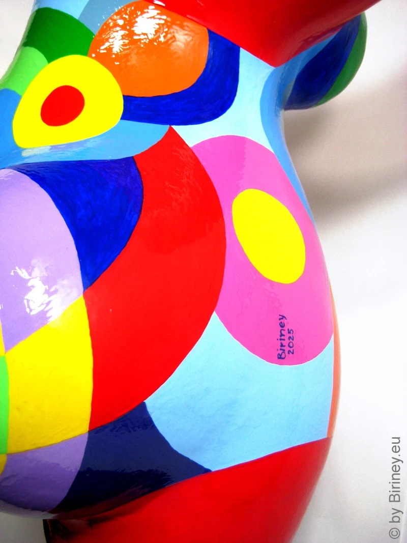 red Nana garden figure with geometric pattern! 35 inches Unique piece