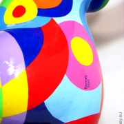 red Nana garden figure with geometric pattern! 35 inches Unique piece