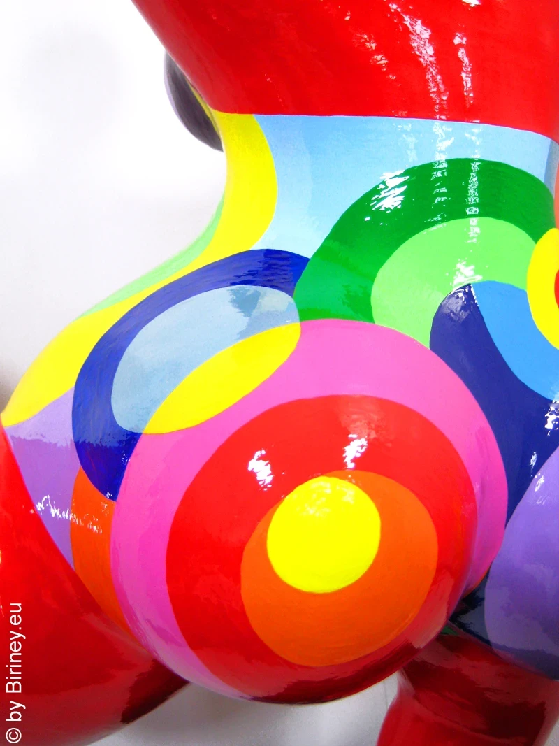 red Nana garden figure with geometric pattern! 35 inches Unique piece