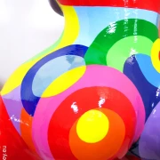 red Nana garden figure with geometric pattern! 35 inches Unique piece