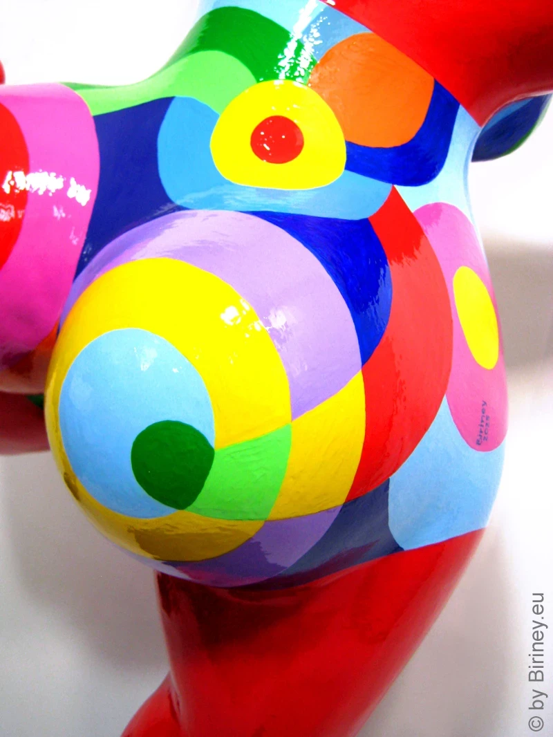 red Nana garden figure with geometric pattern! 35 inches Unique piece