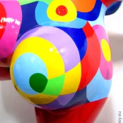 red Nana garden figure with geometric pattern! 35 inches Unique piece