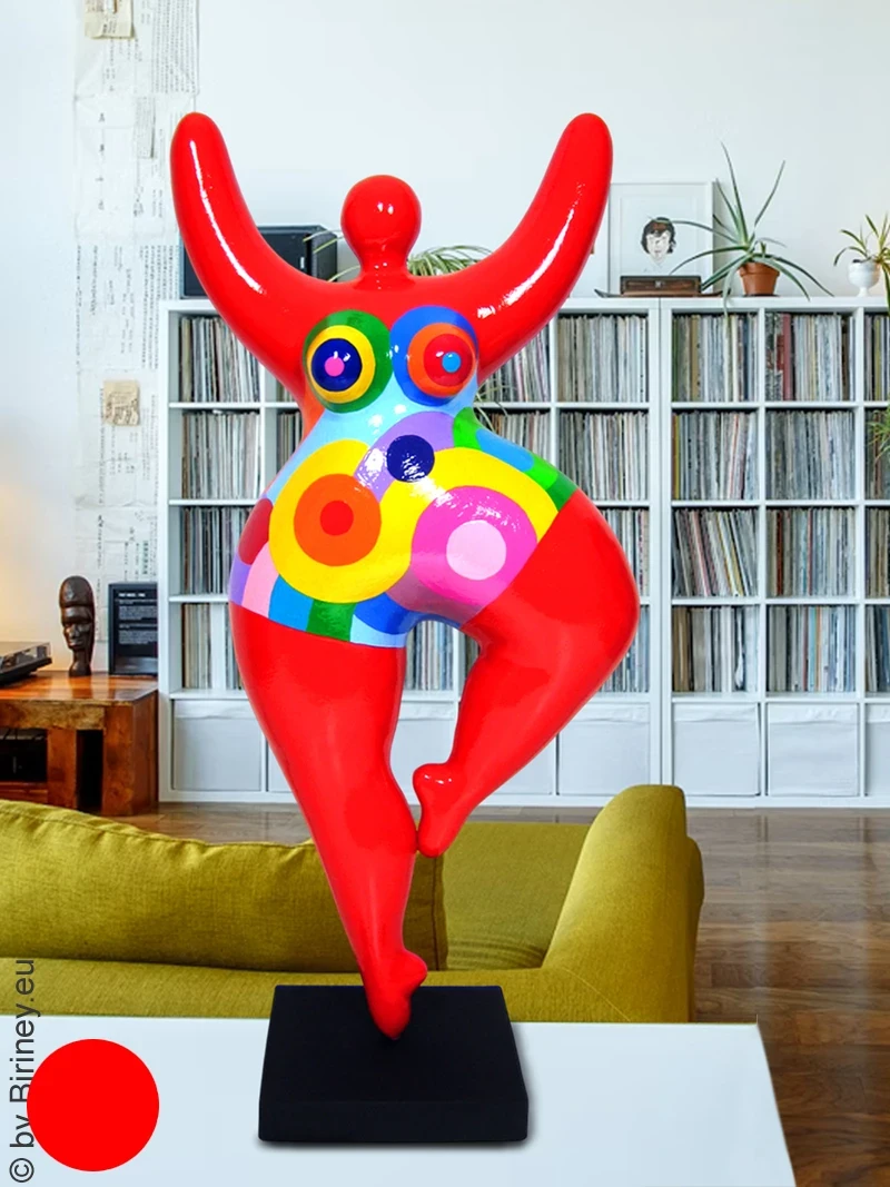 rote Unikat Nana-Figur Höhe 49 cm rot/bunt