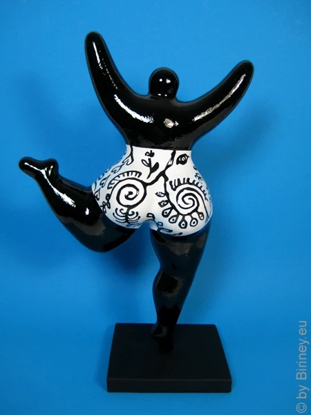 Black and white floral Nana sculpture 31cm / 12.5 inches