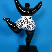 Black and white floral Nana sculpture 31cm / 12.5 inches