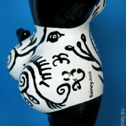 Black and white floral Nana sculpture 31cm / 12.5 inches