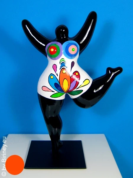 schwarze Nana-Figur mit Blüten! aus Keramik  31cm