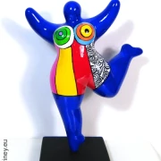 blue Nana figurine with stripes ceramic 22cm / 8.7 inches